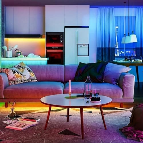 OJIVA RGB LED Strip Light Kit Dimmable Color Changing Light Strip Music Sync Controller Control LED Lights for Bedroom, Living Room, TV Backlighting, Kitchen, 1M, 44-Key Ir 30LED 3