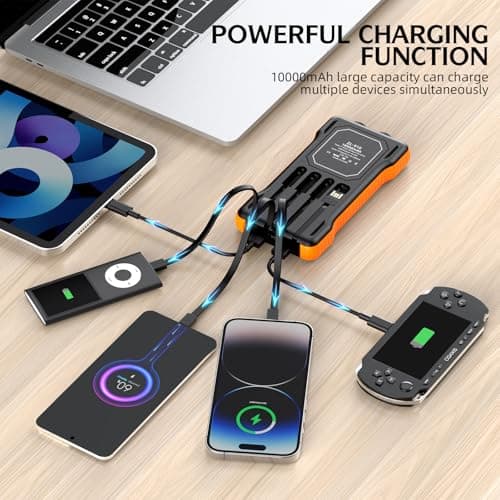 LRSA Solar Power Bank, 20000mAh, with Built-in Cables, LED Flashlight, for Camping and Outdoor Use 4