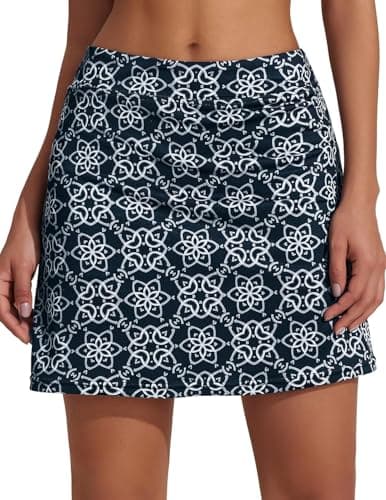 Nora Nico Women's High Rise Flared Stretchy Opaque Skater Skirts with Shorts (skarter-Skirt-Black-Floral-l)