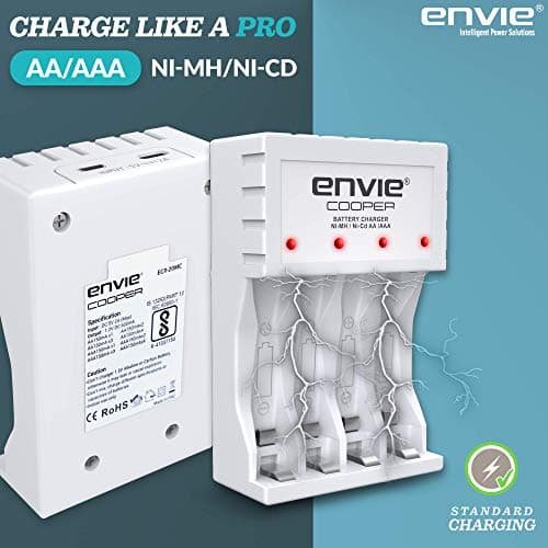 ENVIE® (ECR 20 MC+4xAA1000) Standard Rechargeable Battery Charger for AA & AAA Ni-mh/Ni-Cd, LED Indicator, 600MA Output Current, with 4xAA1000 Rechargeable Batteries 4