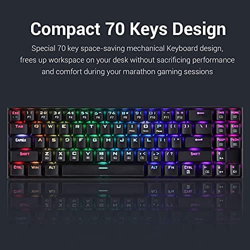 Redragon K599 Diemos TKL RGB Backlit Wired/2.4Ghz Wireless Anti - Ghosting Mechanical Gaming Keyboard with Red Switch (Black) (K599) 4