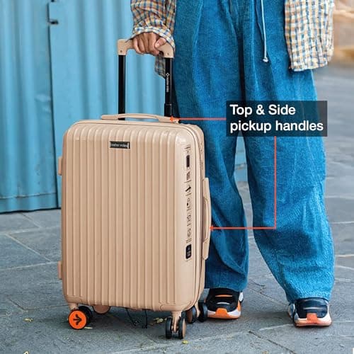 Nasher Miles Pondicherry Hard-Sided Polypropylene Check-in Luggage 28 inch | 75cm | 8 Wheels Large Trolley Bag for Travel | Suitcase (Peach) 4