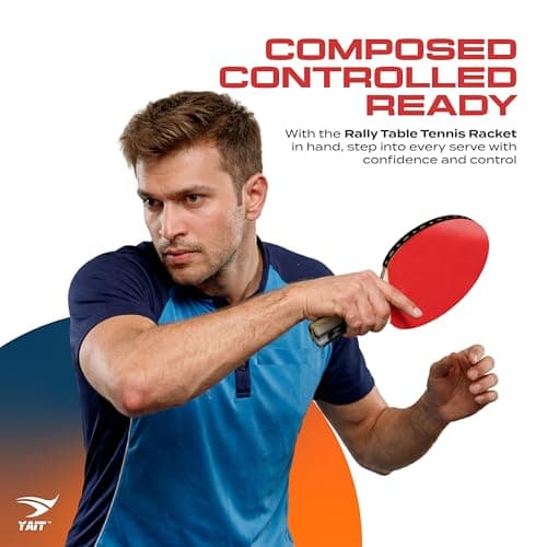 Rally Table Tennis Racquet Set | 2 TT Bat and 4 Training Balls| 7 Ply Wood | Indoor/Outdoor Play | Home Ping Pong Set - 2 Rackets & 4 Balls for Beginners & Intermediate Players | Table Tennis Set 3