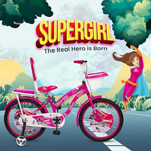 VESCO Super Girl 20T Cycle for Kids Girls with Balance Wheel & Back Carrier | Rigid Fork | Frame 12.5 Inch | Ideal for 6 to 9 Years Girls Kids Bike (Pink) 4