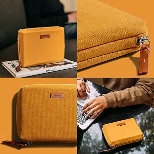 DailyObjects Canvas Large Travel Digital Accessories Storage Bag | Stylish Portable Gadget Organizer Case | Essential | Zippered Tech Kit Organizer Pouch - Yellow 3