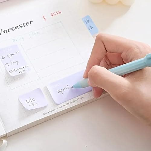 WISHKEY Colorful Sticky Notes, 210 Sheets Sticky Notes, Sticky Pad for Study, Point It Marker Stationery Items, Self-Adhesive Memo Pad, Planners and Memo Sticker (Assorted, Pack of 1) 6