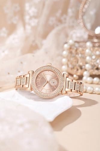 Giordano Luxury Analog Watch for Women - Elegant Crystal Design with sub dial and Diamond Studed statinless Steel Strap 5
