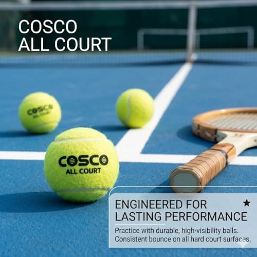 Cosco Leather All Court Tennis Ball, Pack of 3, Yellow Light 4