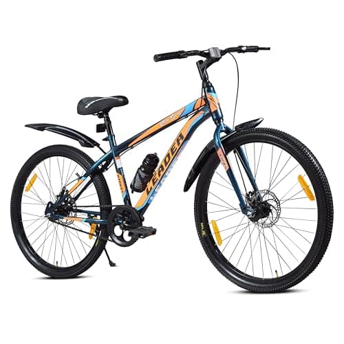 Leader City Surfer MTB 26T Single Speed Mountain Bicycle for Men | Rigid Fork, Dual Disc Brake with Mega Hub | Ideal Cycle for 10 Yrs and Above, 18 Inches Frame - Black