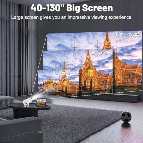 Portable Smart Mini Projector, 4K 1080P Full HD Projector Supports Netflix, Prime and YouTube Etc. WiFi 5G, BT-5.0, Cinema Projector 180° Android 11, Compatible with TV Stick/Windows/iOS/Android 4