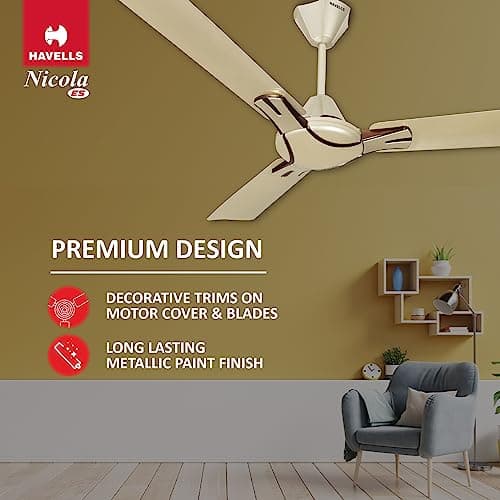 Havells 1200Mm Nicola Energy Saving Ceiling Fan (Gold Mist Copper, Pack Of 1) 2 Stars 5