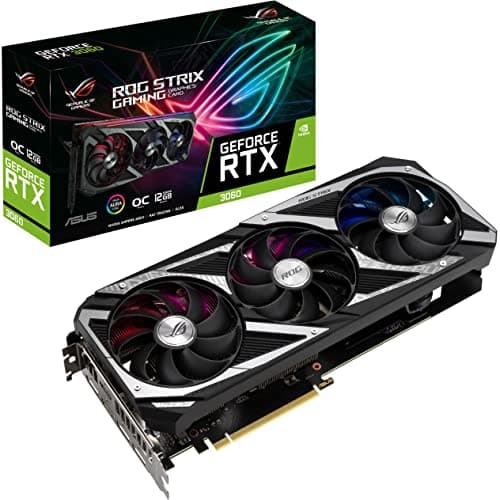 ASUS ROG Strix NVIDIA GeForce RTX 3060 V2 OC Edition Gaming Graphics Card pci_e_x16 , 12GB GDDR6, HDMI 2.1, DisplayPort 1.4a, Axial-tech Fan Design, 2.7-Slot, Super Alloy Power II, GPU Tweak II)