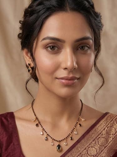 KRELVISA Collection Rose Gold Plated Mangalsutra With Black Bead Chain For Women 3