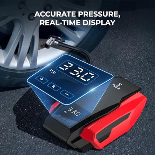 TUSA Drive X Tyre Inflator for Car - 150 PSI, 12V DC Portable Air Compressor with Digital Tire Pressure Gauge & LED Light | Car Accessories, Auto Air Pump for Cars, Motorcycle & Other Inflatables 3