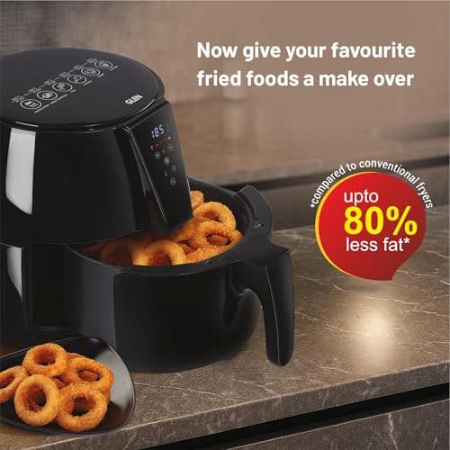 Glen Digital Air Fryer 5L, 1500W Large Airfryer with 6 Pre-Set Function, Non-Stick Basket, Auto Sleep & Shut Off, Timer & Temperature Control, Bake Fry Roast & Grill with Less Oil - Black (SA3041DIGI) 6