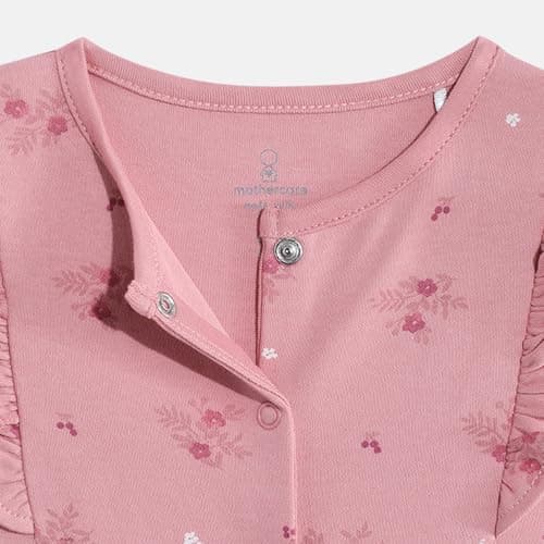 Mothercare Girls Arctic Berry Printed Short Sleeve Rompers | Pink/Cream Baby Jumpsuits | Soft Cotton Infant Bodysuits for Summer Play (Pack of 2) 4