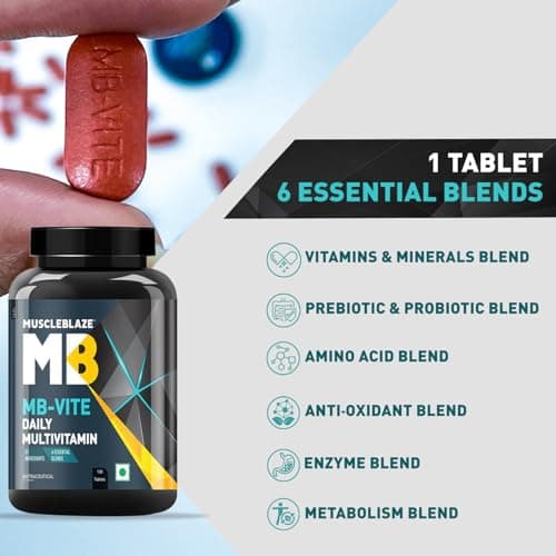 MuscleBlaze MB-Vite Daily Multivitamin (120 Tablets) | With 51 Ingredients & 6 Blends | Vitamins & Minerals, Prebiotic & Probiotics, Amino Acid Blends | For Energy, Stamina & Recovery 3