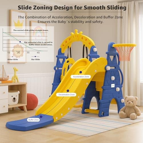 Amazon Brand - Solimo 3-in-1 Garden Castle Slide & Swing for Indoor & Outdoor Use | for Kids 2-8 Years Old | Safe & Fun | Ideal for Boys & Girls | Toy for Kids | Easy Assembly | Multicolor 5