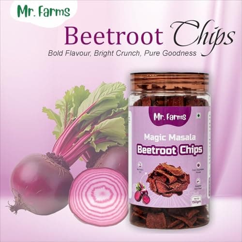 Mr. Farms Magic Masala Beetroot Chips 150g | Healthy Vegetable Snack | Roasted, Not Fried | No Palm Oil | Crunchy Spicy Beetroot Chips with Indian Masala Flavour 5