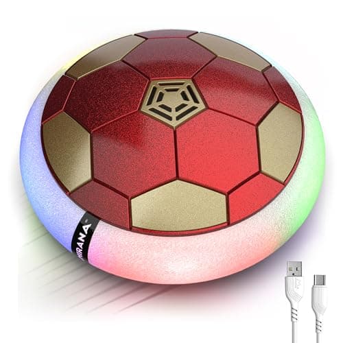 Mirana Air Football Smart Toy for Kids | 3-Mode USB Type-C Rechargeable Hover Ball | Indoor Electric Hoverball with LED Lights | Birthday Gift for Boys & Girls 2 3 4 5 6 7 8 9 10 Years (Red-Golden)