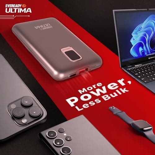 Eveready Ultima Power Bank PB 20, 10,000mAh, 22.5W Fast Charging, Dual Output, USB-C & USB-A, Overcharging Protection, Compatible with iPhone, Android & Qi Devices, Includes Cable & Warranty, Black 4