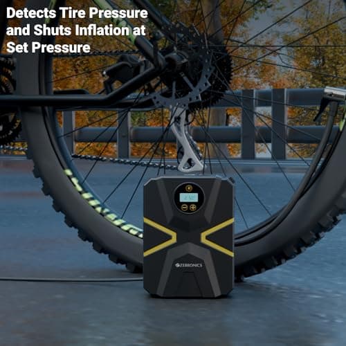 Zebronics Wired Tyre Inflator, 150 PSI, 12V Car Port Adapter, 3m Cable, Digital Display, Accessory Storage, Flashlight, Multiple Nozzles, for Car, Bike, Bicycle, Sports Balls (22TIW) 4