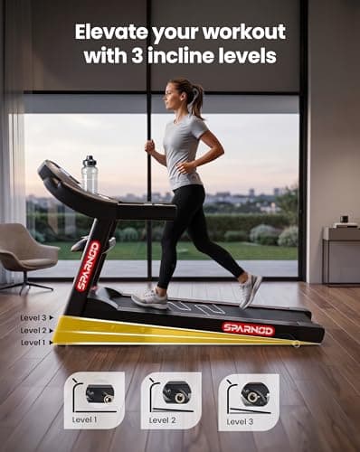 Sparnod Fitness STH-1200MF Multifunction Foldable Treadmill for Home Use, 4 HP Peak DC Motor, Built-in Massager, 12 Preset Programs, LED Display, 12 km/h Speed, Manual Incline, 110 kg User Capacity 5