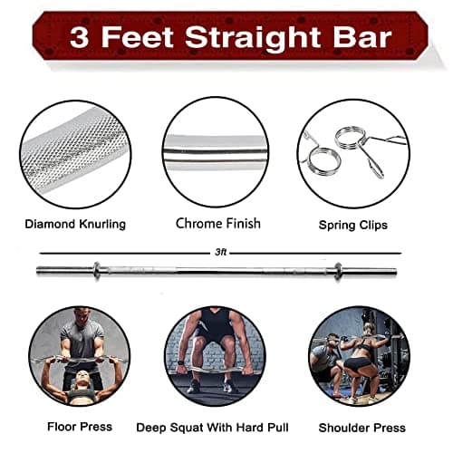 BULLAR Home Gym Set, 8kg to 20kg with 3 Straight Curl Rod and 2 Dumbbell Rods, Gym Combo, and Home Workout Equipments with PVC Weights Plates (16kg Set) 4