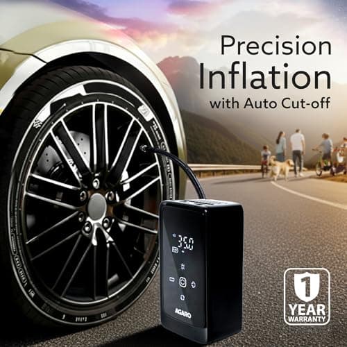 AGARO Atom Cordless Tyre Inflator, 150 PSI, 4500mAh Battery, Auto Shut-Off, Digital Display, LED Light, USB-C Charging, 12V DC Output, for Cars, Bikes, Balls & Inflatables 3