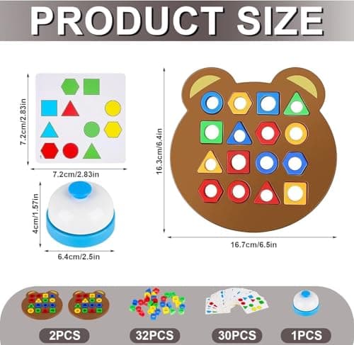 PRIME DEALS Geometric Shape and Color Matching Puzzle Board Game with Bell for Kids 3+ Years | Sensory Educational, Fun and Learning Toy for Children | Ideal for Gifting 4