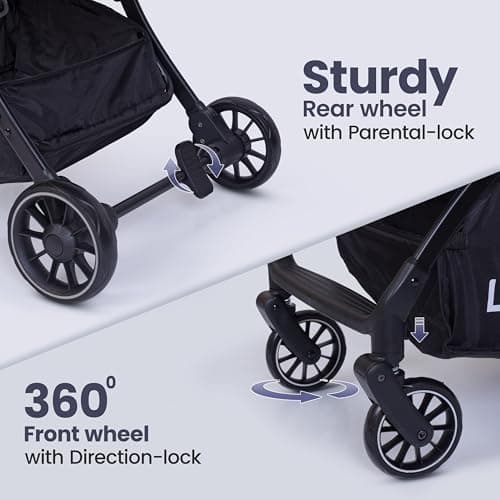 LuvLap Regency Baby Stroller, Pram for 0 to 3 Years with 5 Point Safety Harness, Large Storage Basket, Heavy Duty Wheels, Easy Fold, Extendable Canopy, Multilevel Recline & Adjustable footrest 5