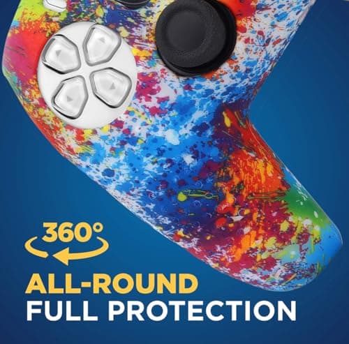OIVO INDIA Colorful and Black Thumbrgrip Set Controller Silicone Cover Case PS5 Controller Skin Anti Slip Protective Case Sleeve Compatible for Sony PlayStation 5 Remote (Combo of 2) 6