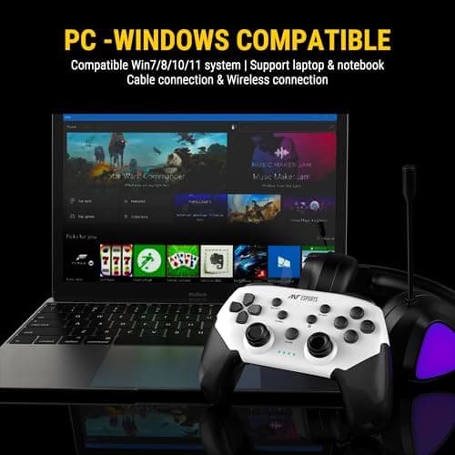 Ant Esports GP320 Wireless Bluetooth Gamepad with Dual Vibration, Turbo & High Precision Joysticks, Compatible with Android, iOS, Windows PC, PS4, PS3 & Nintendo Switch (Black/White) 2