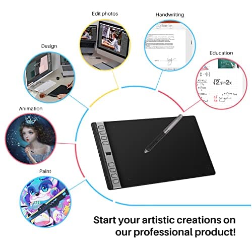 HUION Inspiroy 2 Large Drawing Tablet|Scroll Wheel |3-Set 8 Customized Keys| Battery- Free Stylus for Digital Art, Design, Sketch|10x6inch Graphics Tablet| Works with Mac, PC & Mobile|Black 5