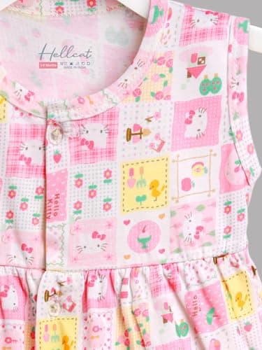 HELLCAT 100% Cotton Baby Frock Dress for Girls - Pack of 3, Soft & Trendy, Sleeveless (0-18M)_Brown/Sky Blue/Pink_6-12 Months 4