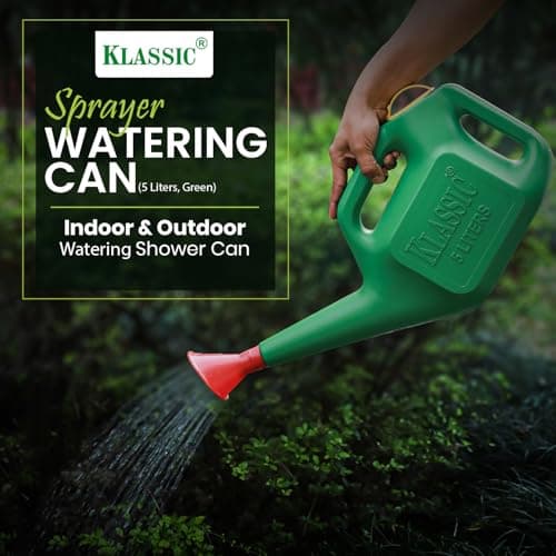 Klassic Watering Can (5L) | Plastic Green Water Can with Sprayer for Plants/Garden | Indoor Outdoor Watering Shower Can | Sprinkler for Plants | Watering Hand Bottles for Garden | Water Spray Can 2