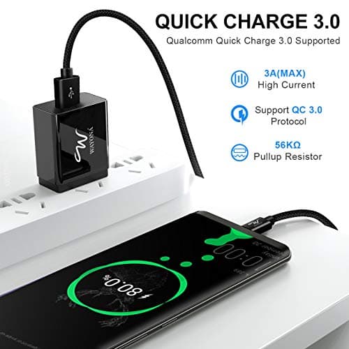 Wayona Type C 65W/3A Nylon Braided Super Fast Charging Data Transfer Cable Compatible for iPhone 15 Series, iPad, Samsung S24, S23, S22, S21, S20 M34, M15 (6 FT Pack of 1, Black) 3