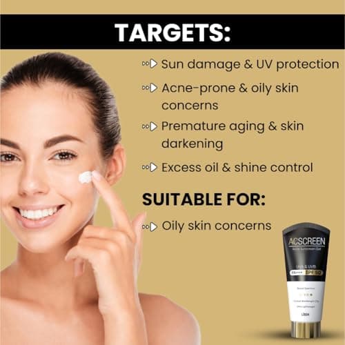 Acscreen Sunscreen For Oily And Acne Skin- Pack of 01 (UVB SPF 47) UVA PA +++ 3