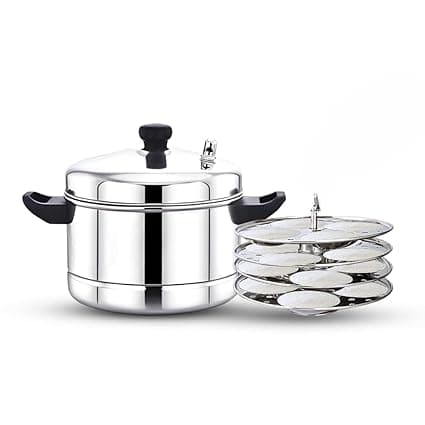 Stainless Steel Non-Stick Idli Plates | 4 Plate Idli Stand with Holes for Pressure Cooker, Idly Pot, Kadai & Idli Cooker | Durable & Easy Release