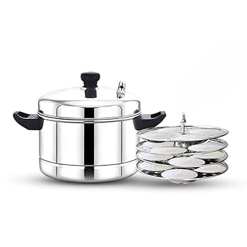 Stainless Steel Non-Stick Idli Plates | 4 Plate Idli Stand with Holes for Pressure Cooker, Idly Pot, Kadai & Idli Cooker | Durable & Easy Release