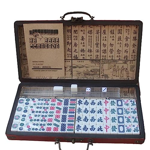 UJEAVETTE Traditional Chinese Mahjong Game Set for Party Home Family Gathering