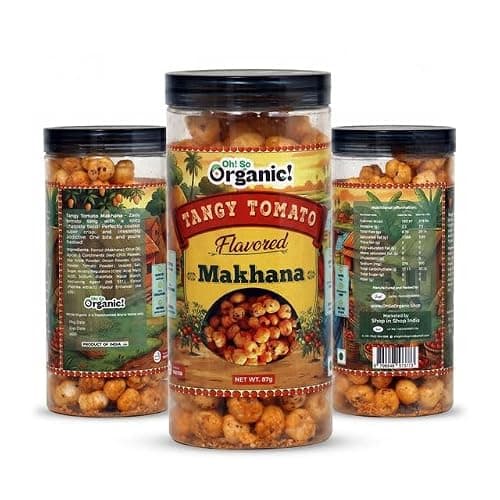 Oh So Organic Tangy Tomato Makhana 87g | Olive Oil Roasted Fox Nuts | Tomato Flavoured Healthy Snack | Gluten Free Crunchy Makhana | Roasted Lotus Seeds Anytime Snack (Pack of 2) 5