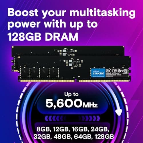 Crucial RAM 32GB DDR5 5600MT/s (or 5200MT/s or 4800MT/s) Desktop RAM Memory CT32G56C46U5 3