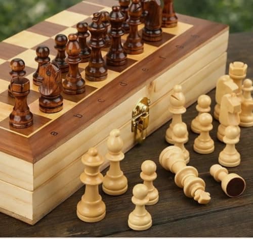 MANJUVIN Wooden Chess Big Size 15 Inches Board Game for Kids & Adults | Premium Folding Chess Set | Classic Indoor Mind & Strategy Game for Family and Travel