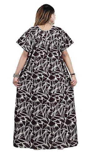 Bejod's Collection Women Cotton Plus Size Maxi Nighty | XL–3XL | Full Length Cotton Night Gown for Women | Soft & Breathable Nightwear (Coffee, XL) 2