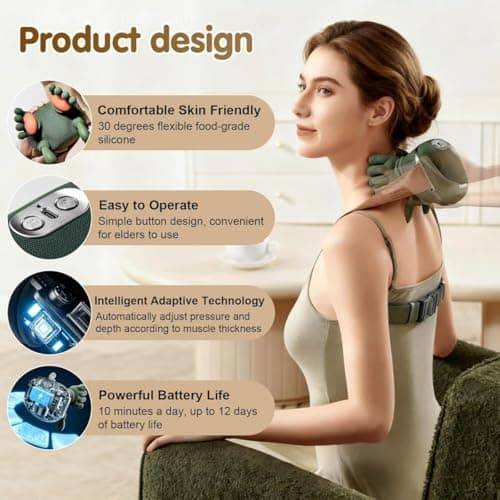 Concepta Neck Massager for Cervical Pain | Wireless Shiatsu Back & Neck Massager | Wireless Heated Neck Massagers & Shoulder Massager | Portable Body Massager Machine for Pain Relief 2