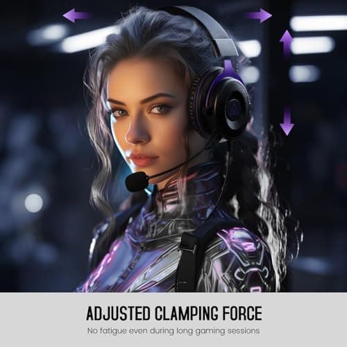 EKSA E900 Wired Stereo Gaming Headset-Over Ear Headphones with Noise Canceling Mic, Detachable Headset Compatible with PS4, PS5, PC, Laptop (Purple) (Purple) 4
