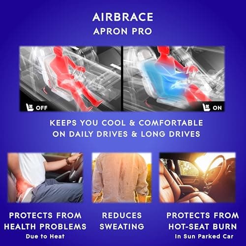 AIRBRACE Apron Pro (2025 Model) | 10x Inbuilt Fan Fitted Ventilated Seat Cushion | Cooling Seat Cushion | Car Accessory | Suitable for All Cars (Black) 4