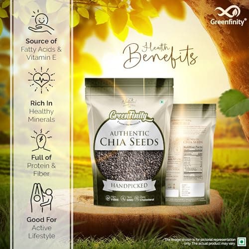 Greenfinity Chia Seeds 1kg | Raw & Unroasted | High Fiber Superfood | Omega 3 Rich Seeds | Weight Loss & Detox | Vegan, Gluten Free | Healthy Seeds for Smoothies, Drinks & Diet 5