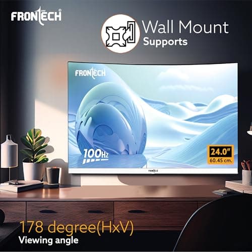 FRONTECH Ultima Series 24 Inch Curved LED Monitor| Refresh Rate 100Hz, VA Panel, 1800R Curve | Full HD 1080p, Bezel Less Design | HDMI & VGA Ports (MON-0080, White) 3